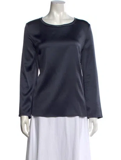 Pre-owned Peserico Silk Crew Neck Top In Blue
