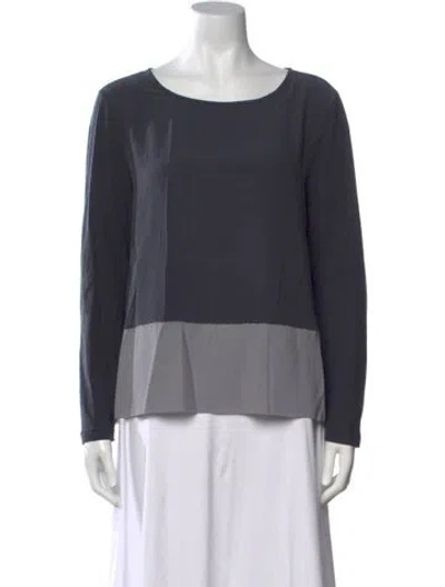 Pre-owned Peserico Silk Crew Neck Top In Blue