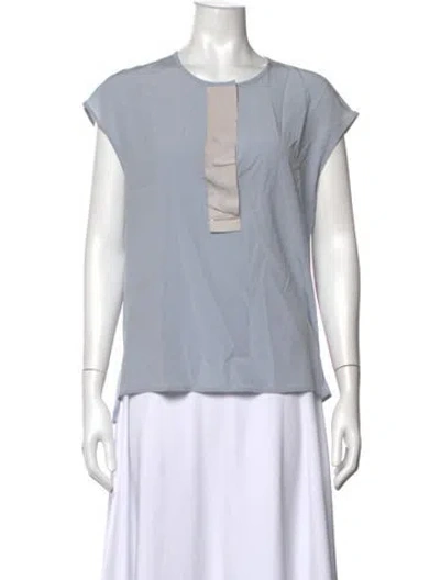 Pre-owned Peserico Silk Crew Neck Top In Blue