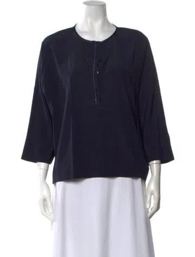 Pre-owned Peserico Silk Crew Neck Top In Blue