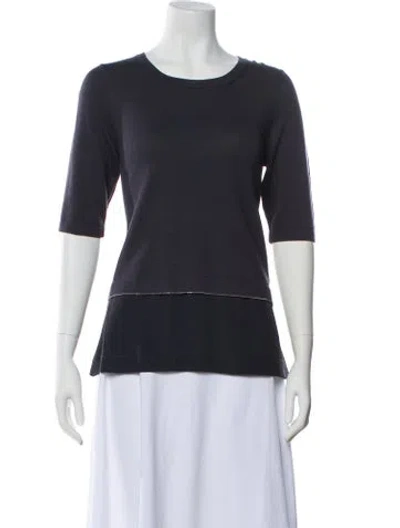 Pre-owned Peserico Silk Crew Neck Top In Gray