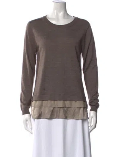 Pre-owned Peserico Silk Crew Neck Top In Gray