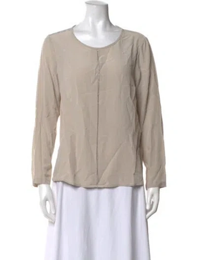 Pre-owned Peserico Silk Crew Neck Top In Neutrals