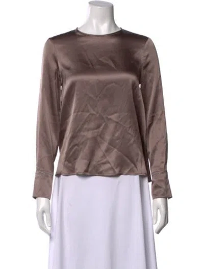 Pre-owned Peserico Silk Crew Neck Top In Neutrals