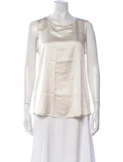 Pre-owned Peserico Silk Crew Neck Top In Neutrals