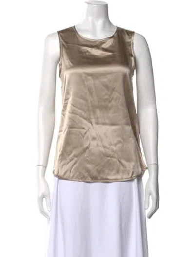 Pre-owned Peserico Silk Crew Neck Top In Neutrals
