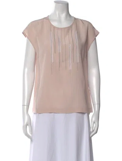Pre-owned Peserico Silk Crew Neck Top In Pink