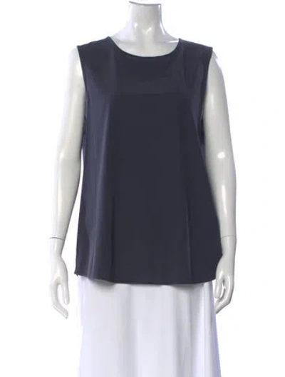 Pre-owned Peserico Silk Crew Neck Top W/ Tags In Blue