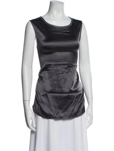 Pre-owned Peserico Silk Crew Neck Top W/ Tags In Gray