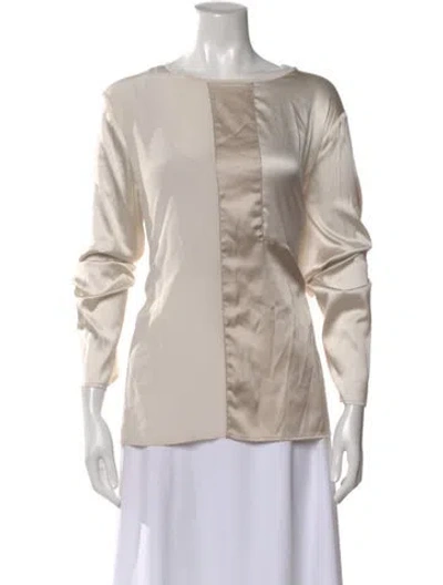 Pre-owned Peserico Silk Crew Neck Top W/ Tags In Neutral