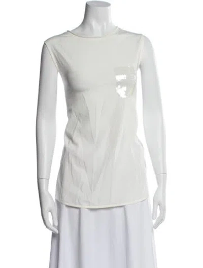 Pre-owned Peserico Silk Crew Neck Top W/ Tags In White