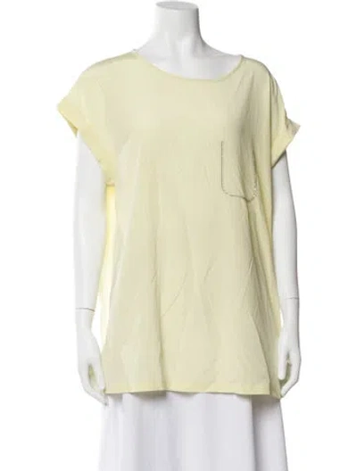 Pre-owned Peserico Silk Crew Neck Top In Yellow