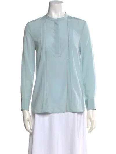 Pre-owned Peserico Silk Long Sleeve Blouse In Blue