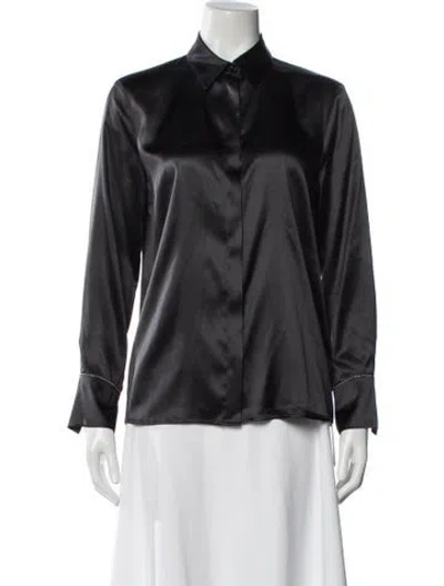 Pre-owned Peserico Silk Long Sleeve Blouse In Gray