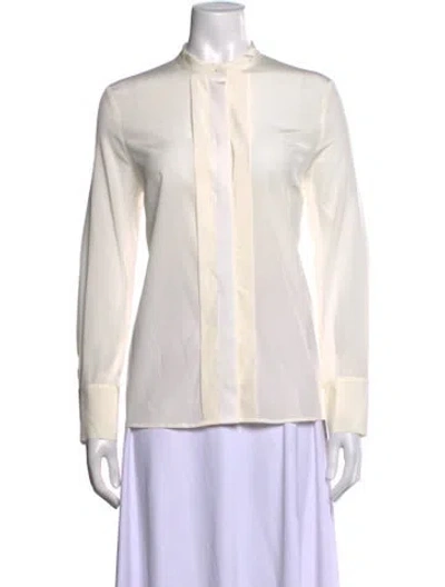 Pre-owned Peserico Silk Long Sleeve Blouse In Neutrals