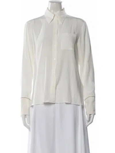 Pre-owned Peserico Silk Long Sleeve Blouse In White