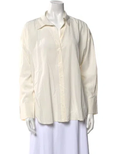 Pre-owned Peserico Silk Long Sleeve Button-up Top In Neutral