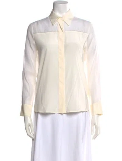 Pre-owned Peserico Silk Long Sleeve Top In White