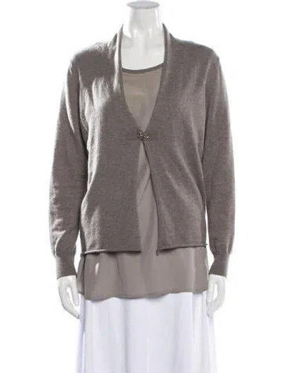 Pre-owned Peserico Silk Open Front Sweater In Grey