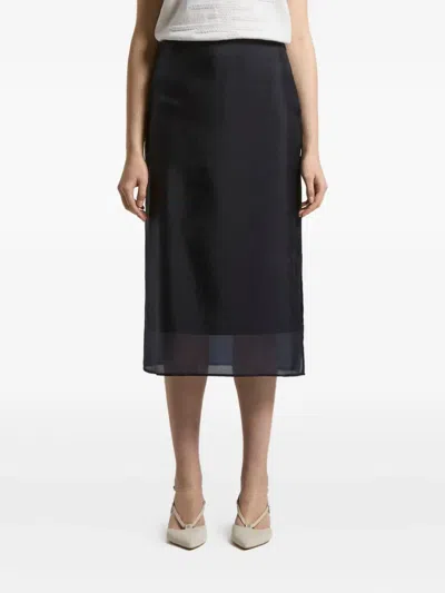 Peserico Silk-panel Midi Skirt In Black