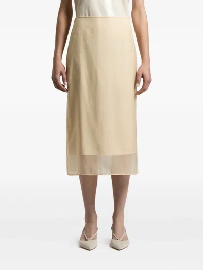 Peserico Silk-panelled Midi Skirt In Neutral