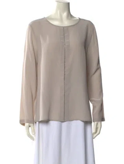 Pre-owned Peserico Silk Scoop Neck Blouse In Neutral