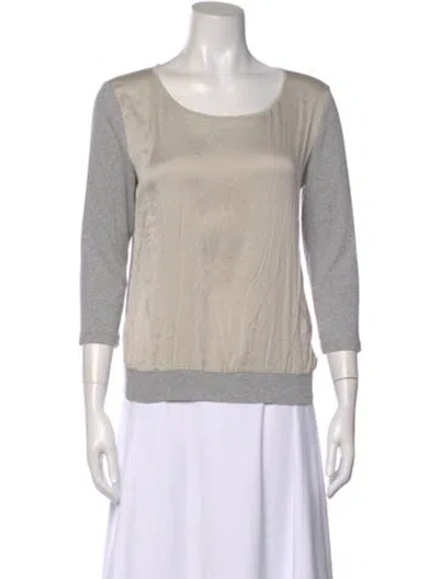 Pre-owned Peserico Silk Scoop Neck Top In Gray
