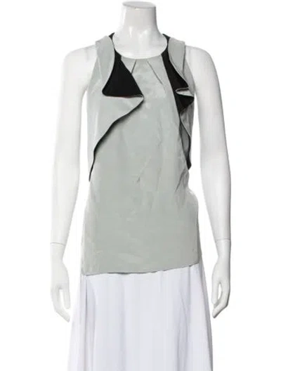 Pre-owned Peserico Silk Scoop Neck Top In Green