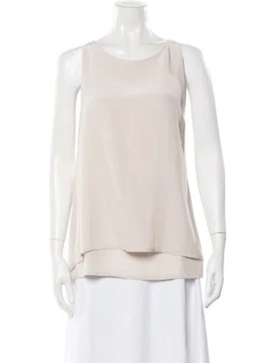 Pre-owned Peserico Silk Scoop Neck Top In Neutral
