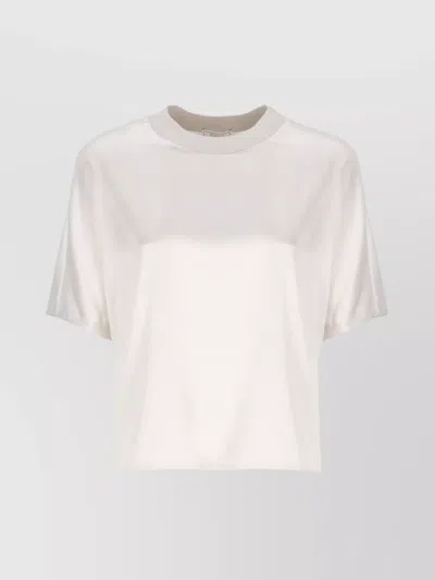 Peserico Silk Short Sleeve Relaxed Fit Top In Neutral