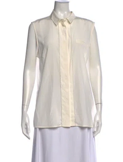 Pre-owned Peserico Silk Sleeveless Button-up Top In Neutral