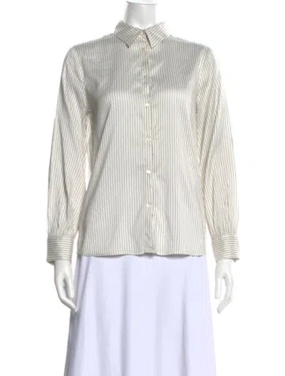 Pre-owned Peserico Silk Striped Blouse In White