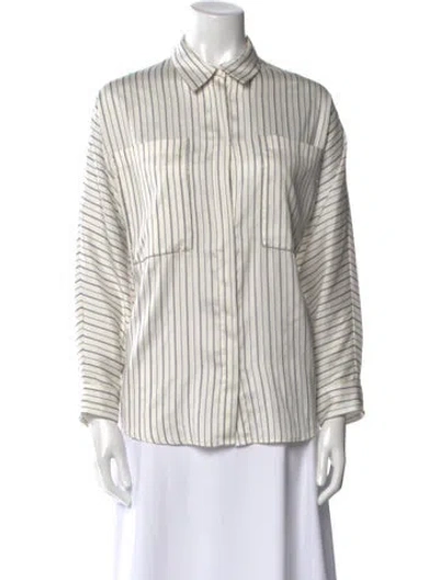 Pre-owned Peserico Silk Striped Button-up Top In Multi