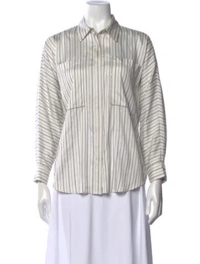 Pre-owned Peserico Silk Striped Button-up Top In Multi