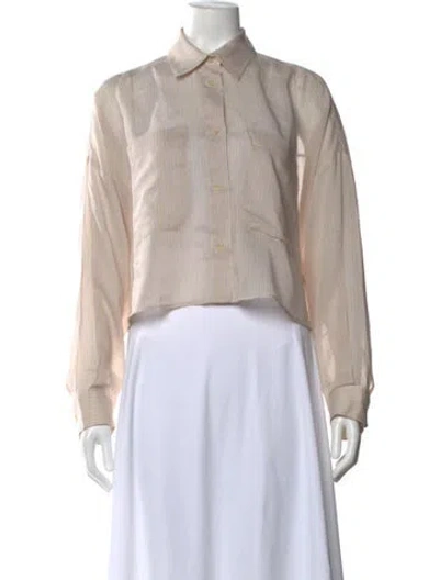 Pre-owned Peserico Silk Striped Button-up Top In Neutral