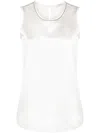 Peserico Bead-embellished Silk Satin Sleeveless Top In White
