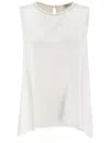 Peserico Silk Top With Round Neck In White