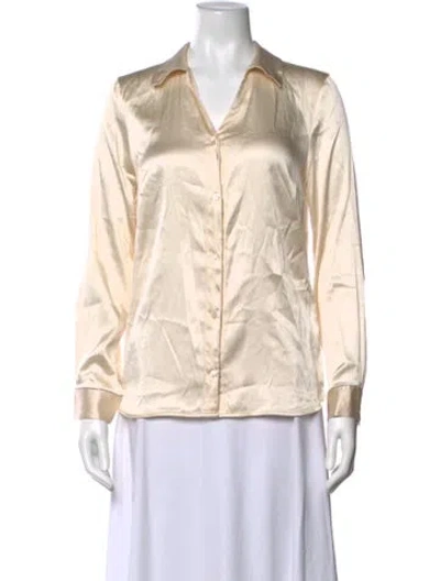 Pre-owned Peserico Silk V-neck Blouse In Neutral