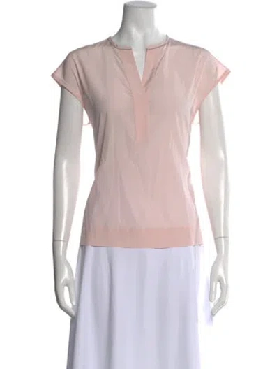 Pre-owned Peserico Silk V-neck Blouse In Pink