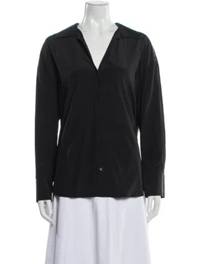 Pre-owned Peserico Silk V-neck Blouse W/ Tags In Gray