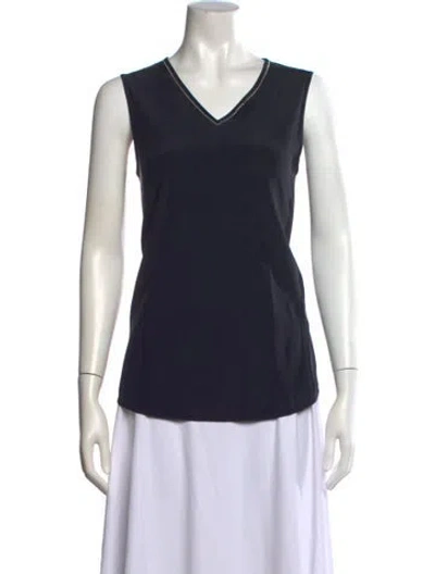 Pre-owned Peserico Silk V-neck Top In Blue