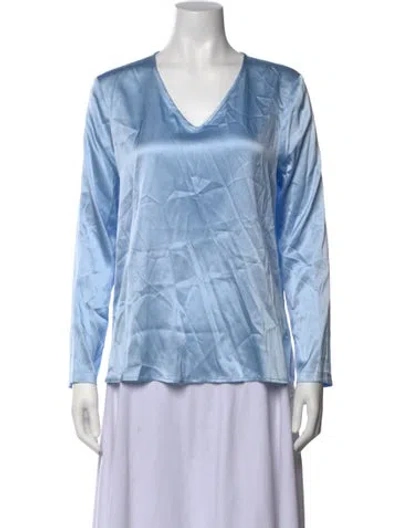 Pre-owned Peserico Silk V-neck Top In Blue