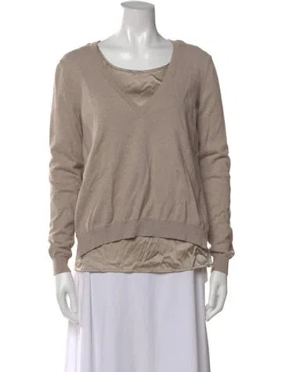 Pre-owned Peserico Silk V-neck Top In Neutral