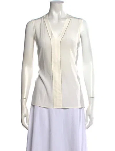 Pre-owned Peserico Silk V-neck Top In Neutrals