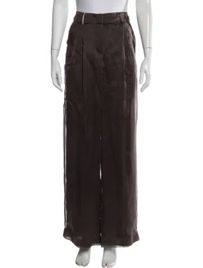 Pre-owned Peserico Silk Wide Leg Pants In Brown