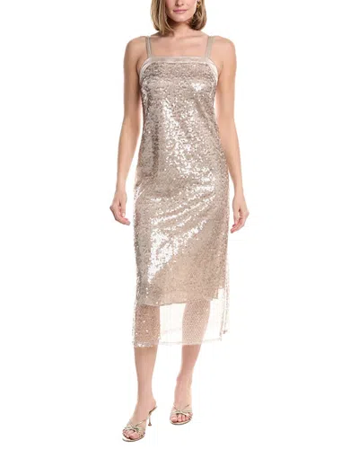 Peserico Silk-blend Midi Dress In Neutral