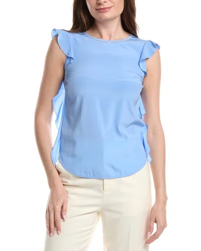 Peserico Silk-blend Ruffle Top In Blue