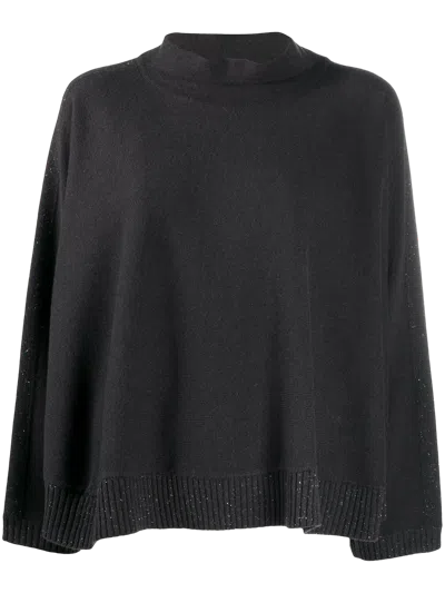 Peserico Silk-cashmere-wool Blend Sweater In Black