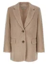 Peserico Alpaca And Wool Striped Single-breasted Blazer In Neutral