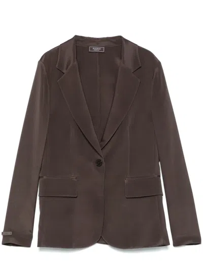 Peserico Single-breasted Blazer In Brown
